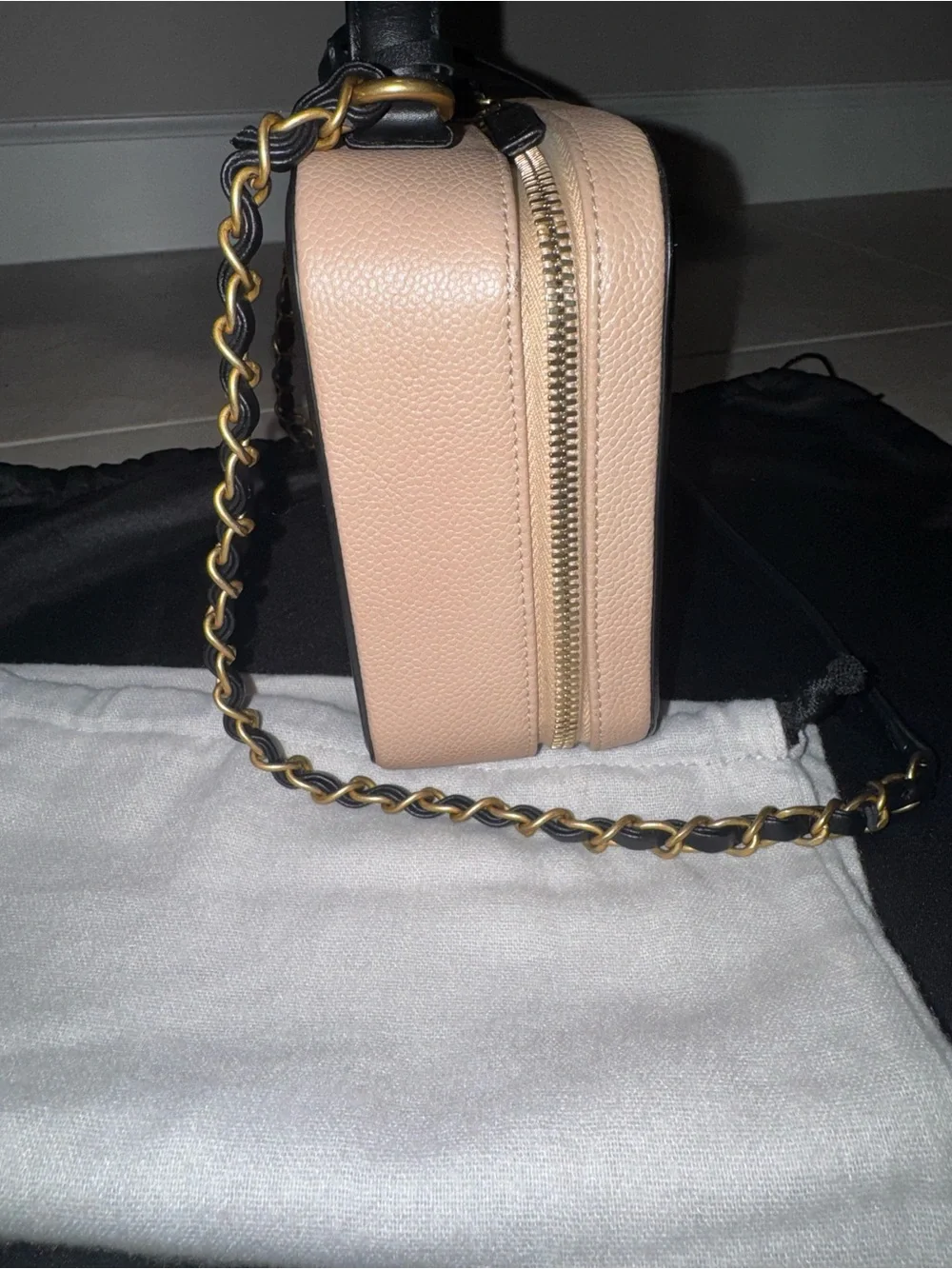 CHANEL quilted beige